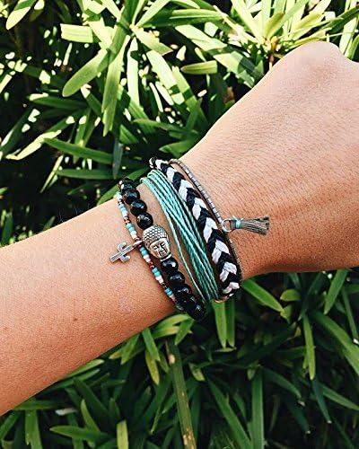 imagePura Vida Jewelry Bracelets Solid Bracelet 100 Waterproof and Handmade wCoated Charm Adjustable BandSolid Seafoam