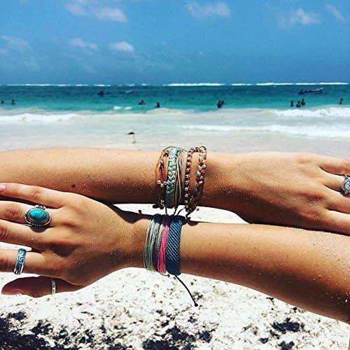 imagePura Vida Jewelry Bracelets Solid Bracelet 100 Waterproof and Handmade wCoated Charm Adjustable BandSolid Seafoam