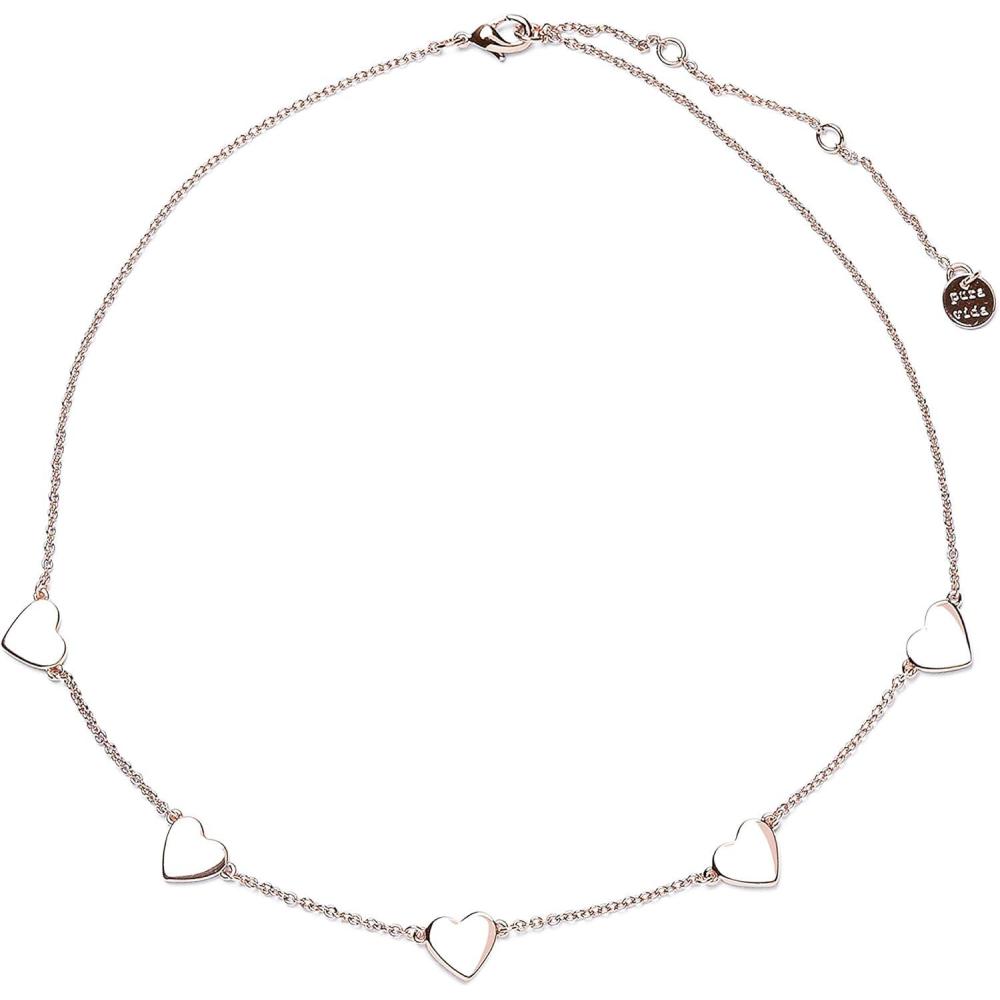 imagePura Vida 14 Rose Gold or Silver Lovestruck Choker Necklace  Adjustable Length Brass Base  3 ExtenderRose Gold