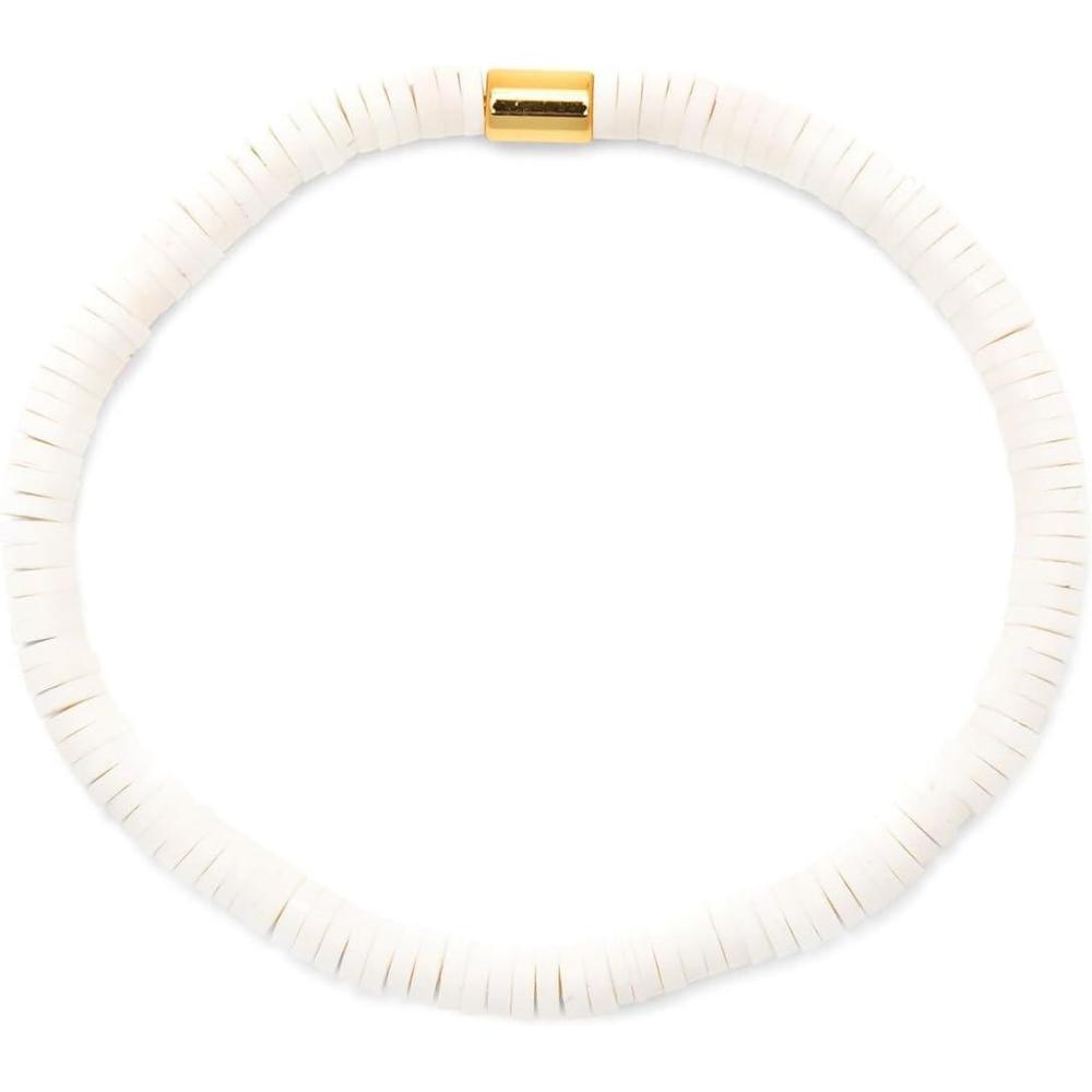 imagePura Vida Bracelet Seascape Vinyl Disc Stretch Bracelets for WomenWhite