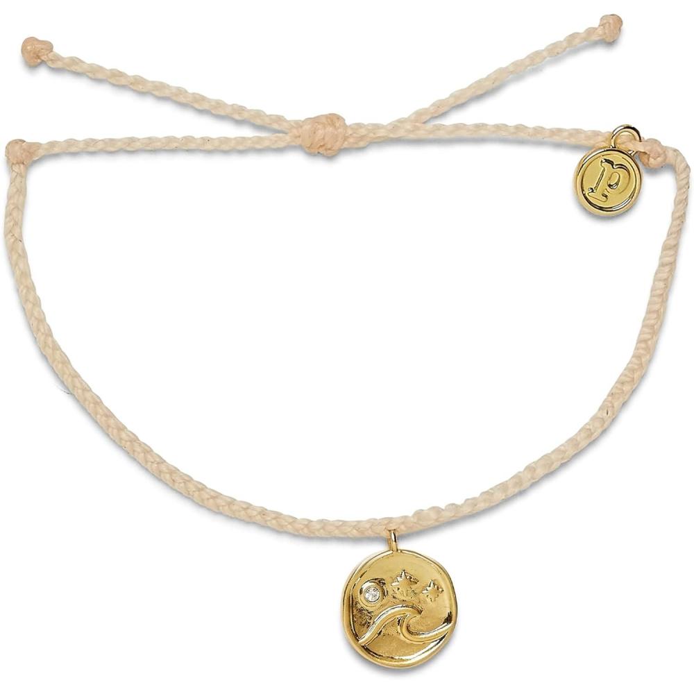 imagePura Vida Bracelet Silver or Gold Crystal Wave Coin Charm Bracelet  Handmade with Czech Crystal Adjustable with Waterproof Band  Stackable Bracelets Handmade BraceletssVanilla