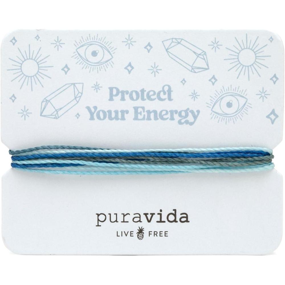 imagePura Vida Bracelets Gift Protect Your Energy Card Friendship Bracelet Stack Blue
