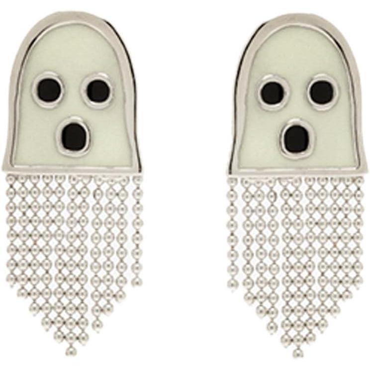 imagePura Vida Ghost Emoticon Glow in the Dark Stud Earrings  Halloween Earrings for Women Silver Dangle Earrings  Halloween Jewelry Cute Earrings  SilverBlack
