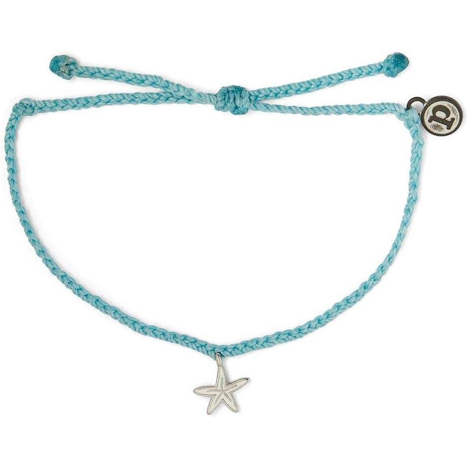imagePura Vida Gold or Silver  Enamel Starfish Bracelet wPlated Charm  Adjustable Band 100 WaterproofSilver White Crystal Blue