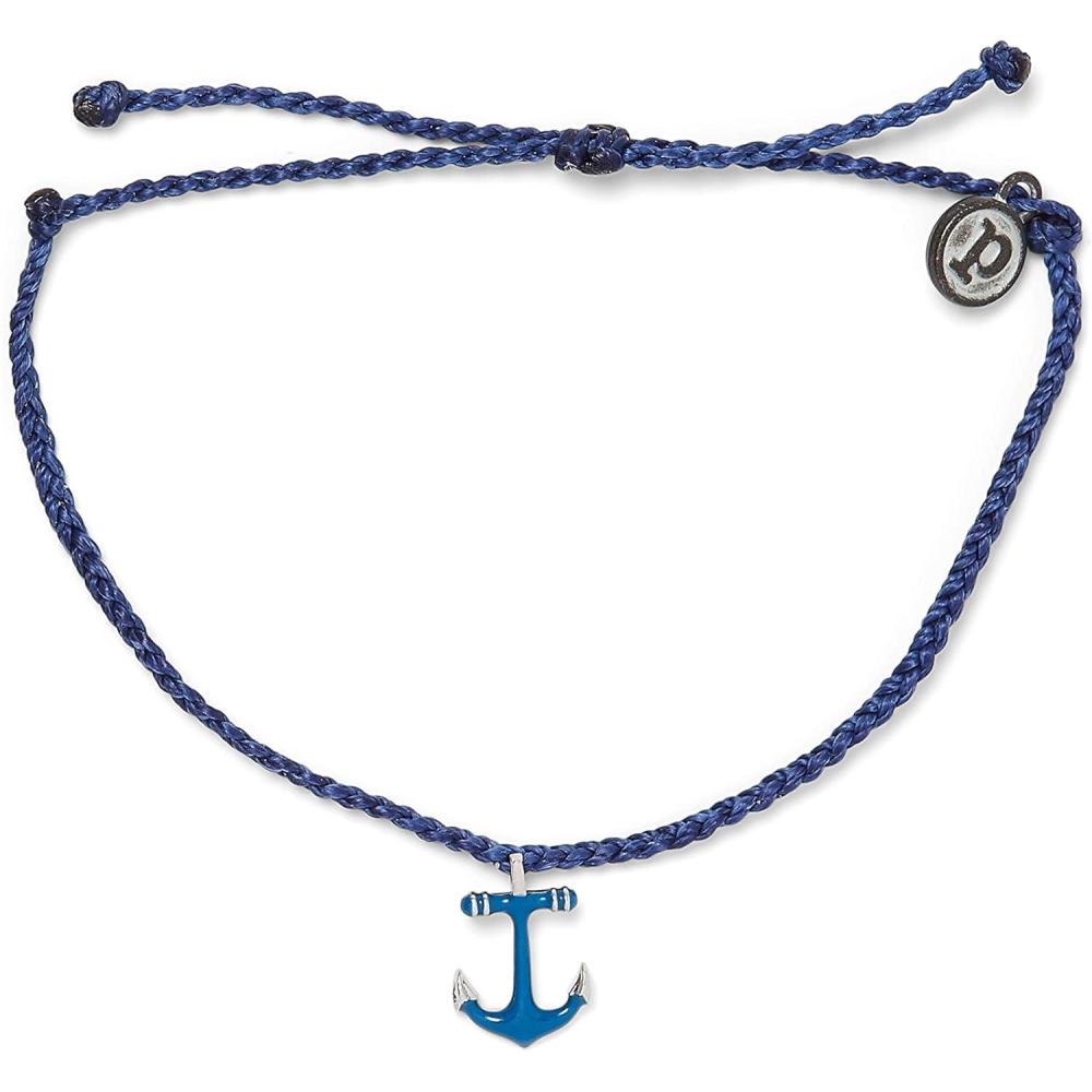 imagePura Vida Gold or Silver Anchors Away Bracelet  Waterproof Adjustable BandSilver  Indigo