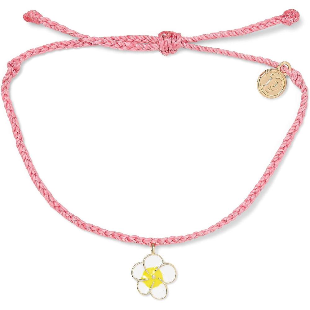 imagePura Vida Gold or Silver Painted Plumeria Bracelet  Waterproof Adjustable BandGold  Candy Pink