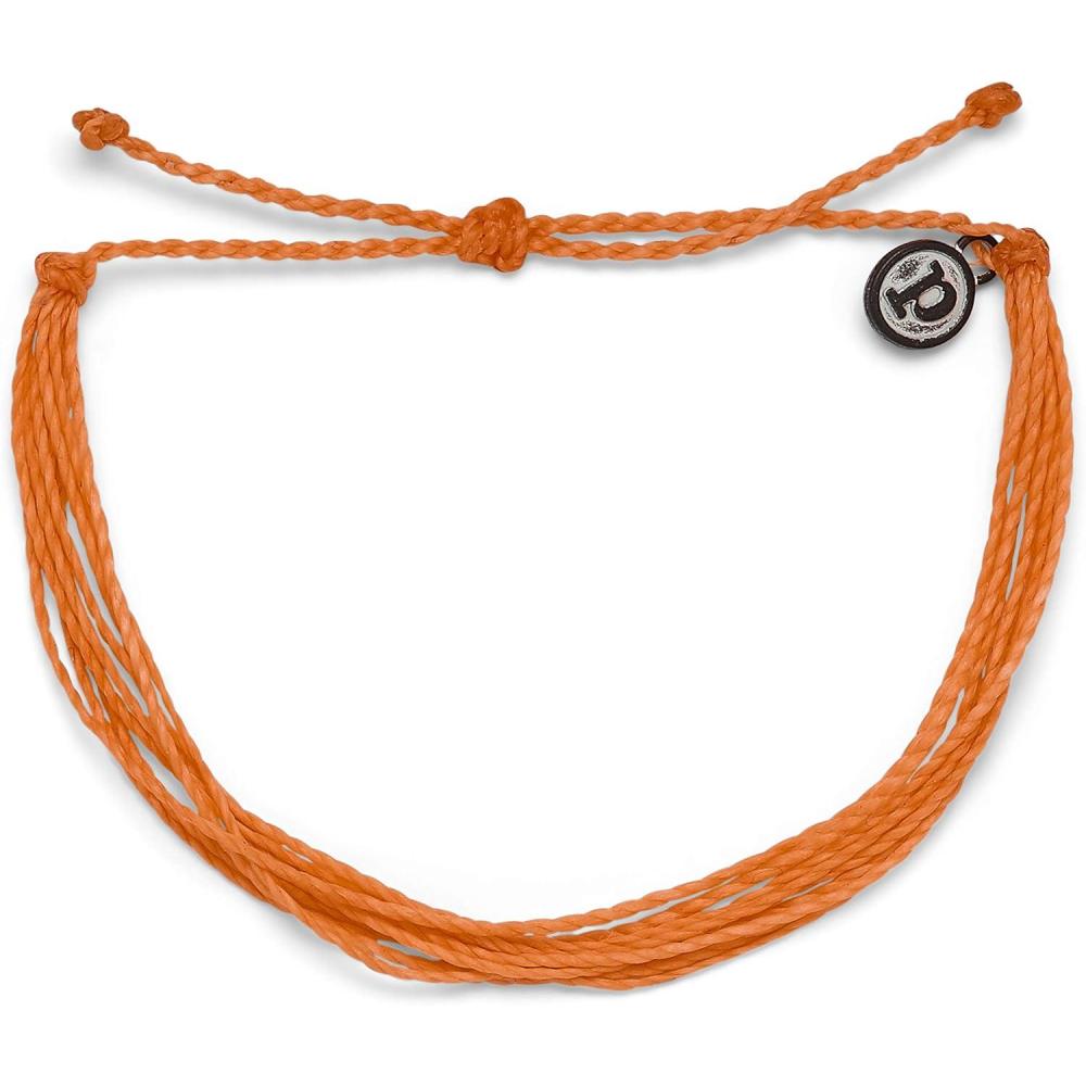 imagePura Vida Jewelry Bracelets Solid Bracelet  100 Waterproof and Handmade wCoated Charm Adjustable BandSolid Orange