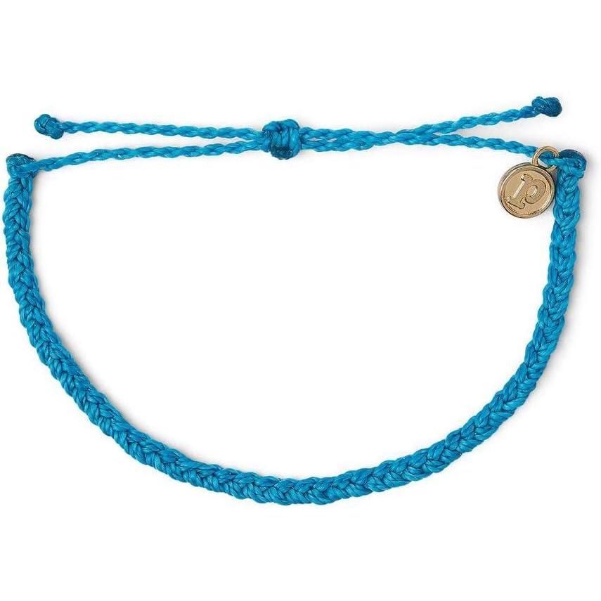 imagePura Vida Mini Braided Bracelet  Plated Charm Adjustable BandMini Braided Neon Blue
