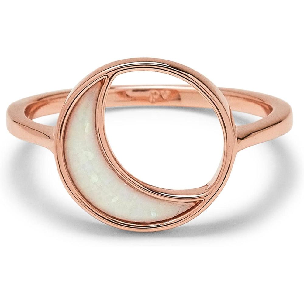 imagePura Vida Ring Rose Gold Eclipse Handmade Ring  Stackable Ring with Resin Opal Ring Jewelry with Brass Base  Rose Gold Rings for Women Cute Rings for Ladies Boho Jewelry for Women  Size 59