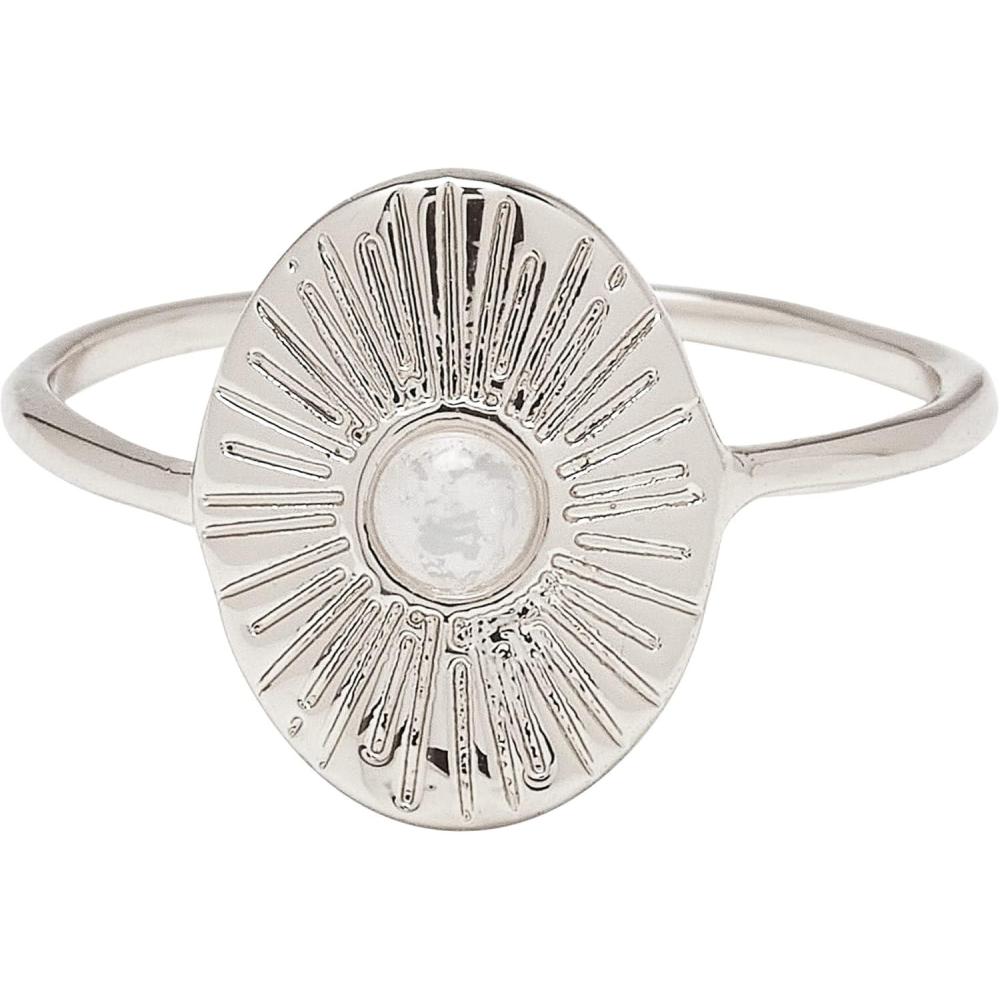 imagePura Vida Ring Silver or Gold Plated Sun Ray Ring  Handmade Ring with Glass Opal Stone Brass Base with Rhodium or Gold Plating  Cute Rings Boho Jewelry for Women  Size 59Silver