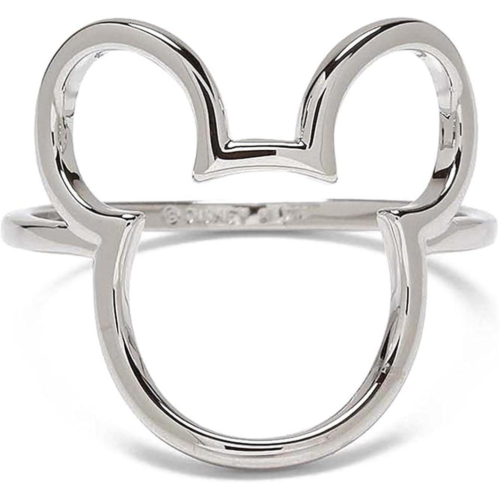 imagePura Vida Rose Gold or Silver Plated Disney Mickey Mouse Outline Ring  Brass Base Stackable Band  Size 59Silver