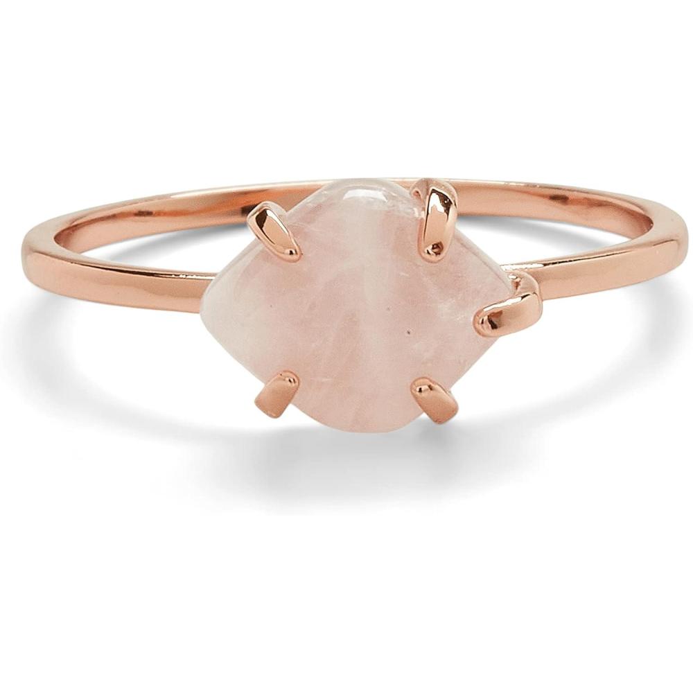 imagePura Vida Rose Gold or SilverPlated Crystal Cove Ring wRose Quartz or Amethyst Brass Base Gemstone Charm Rhodium Size 59Rose Gold