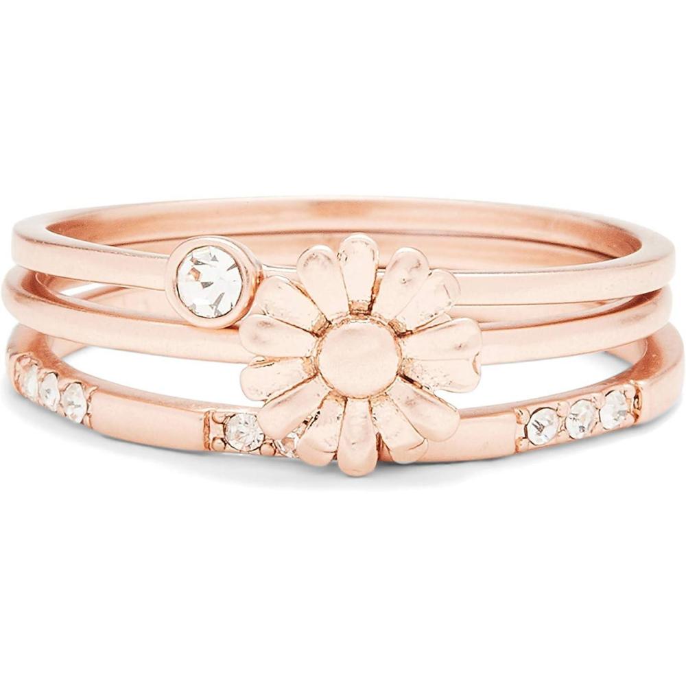 imagePura Vida Rose GoldPlated Daisy Pickin Ring Stack  Brass Base Stylish Design  Set of 3 Sizes 59