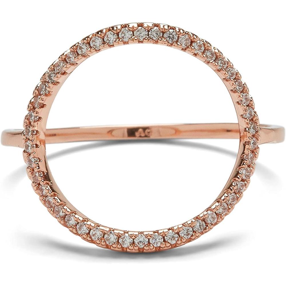imagePura Vida Rose GoldPlated Pave Open Circle Ring  Cubic Zirconia Stones Brass Base  Size 59
