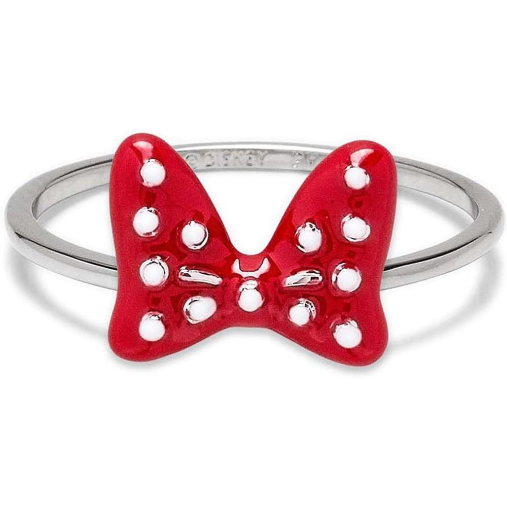 imagePura Vida Silver Plated Disney Minnie Mouse Polka Dot Bow Ring  Brass Base Rhodium Plating  Size 59