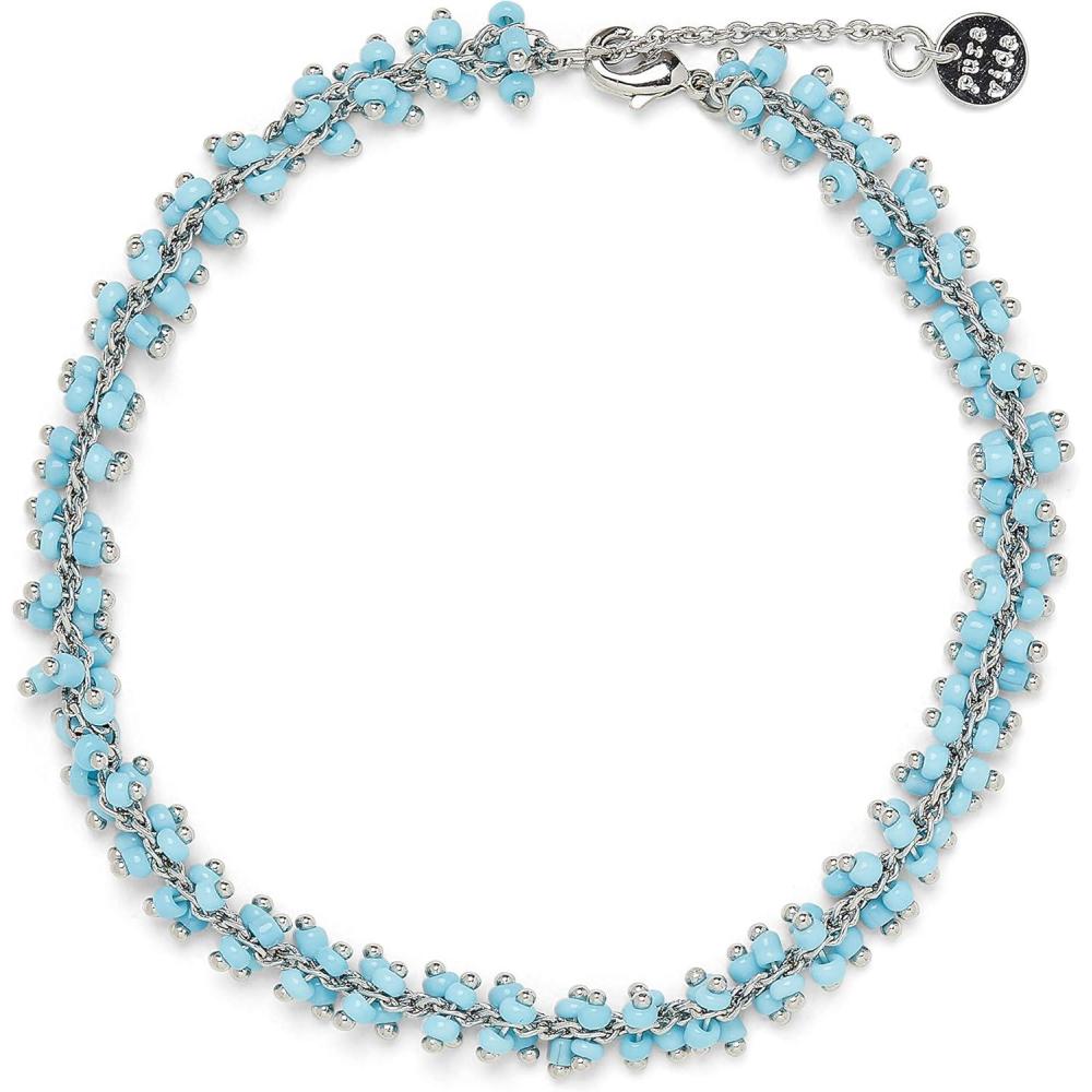 imagePura Vida Silver Tulum Anklet  Adjustable Band Rhodium Plating Brass Base  Brand Charm