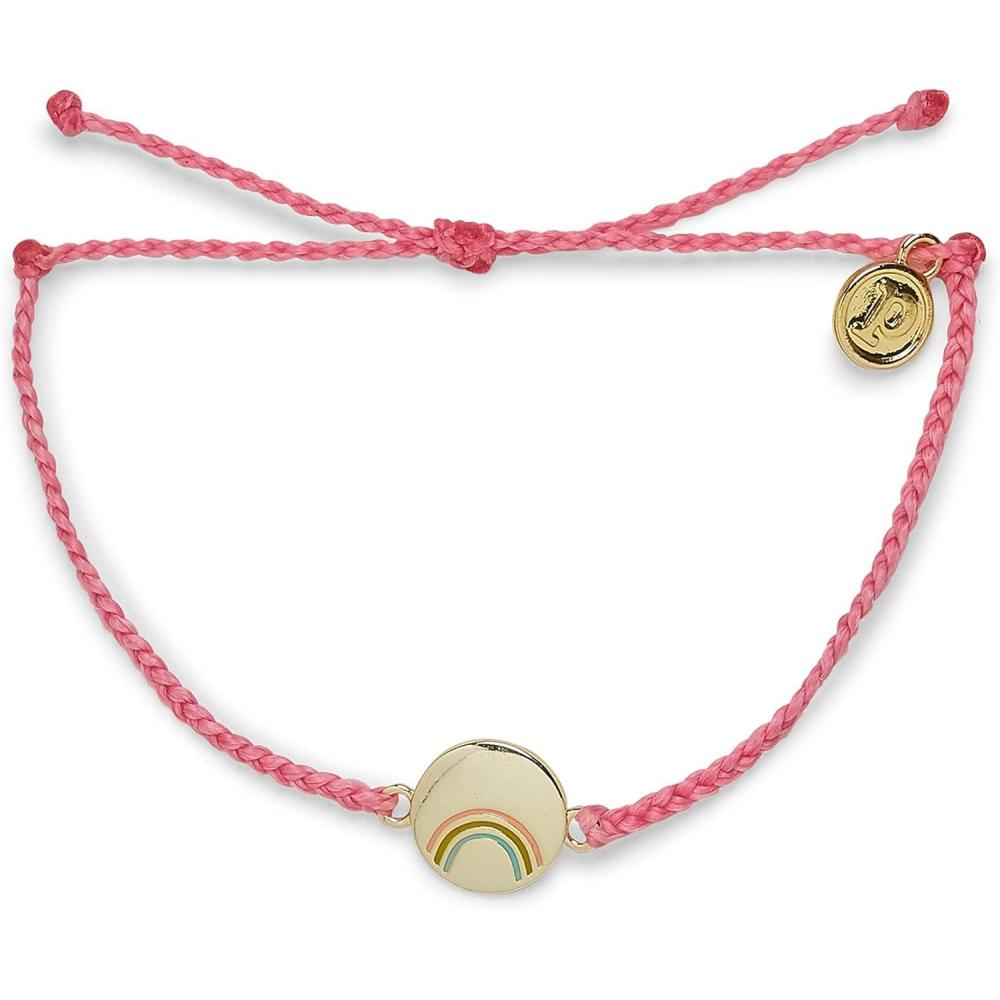 imagePura Vida Silver or Gold Plated Be A Rainbow Charm Bracelet  Adjustable Band 100 WaterproofPink