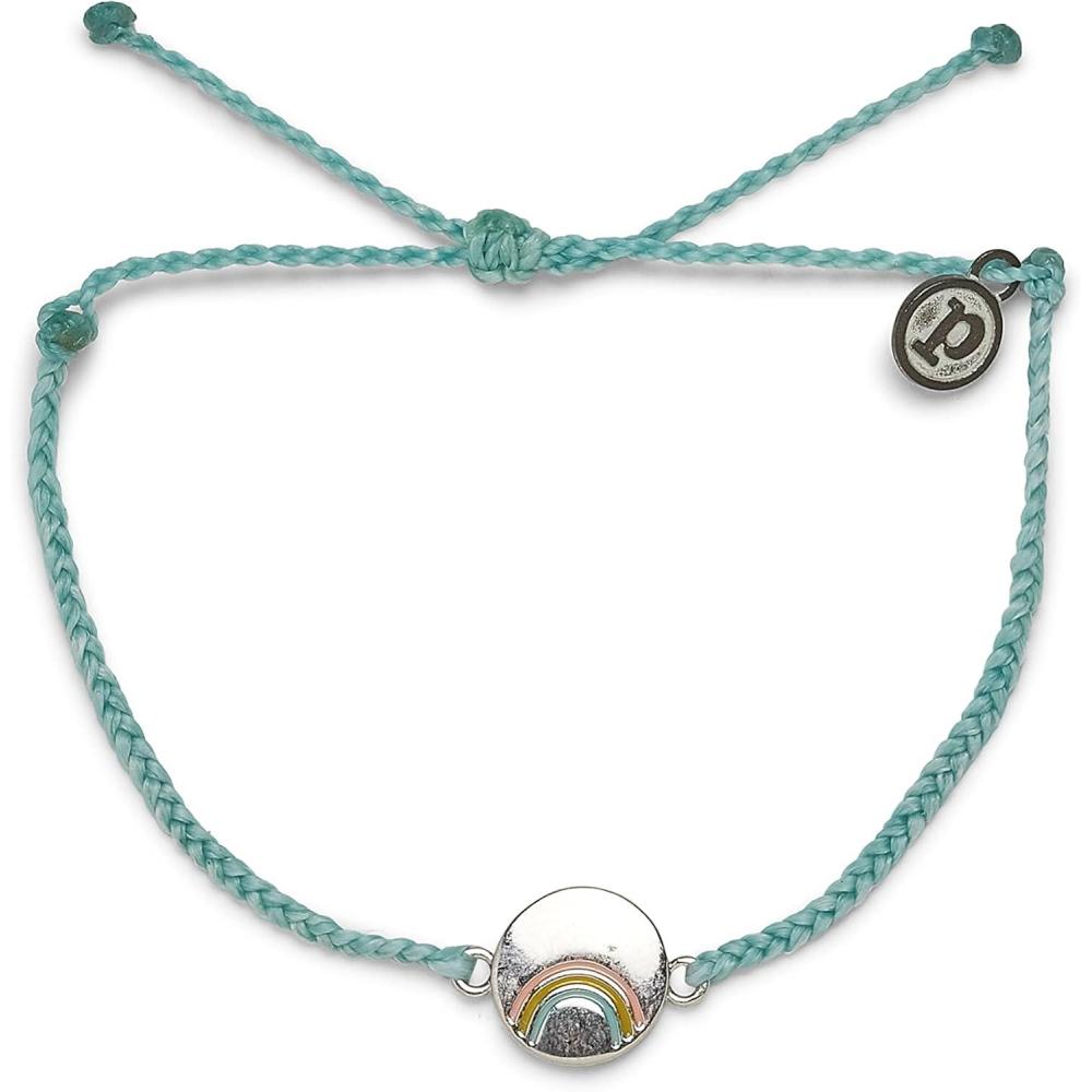 imagePura Vida Silver or Gold Plated Be A Rainbow Charm Bracelet Adjustable Band 100 WaterproofSeafoam