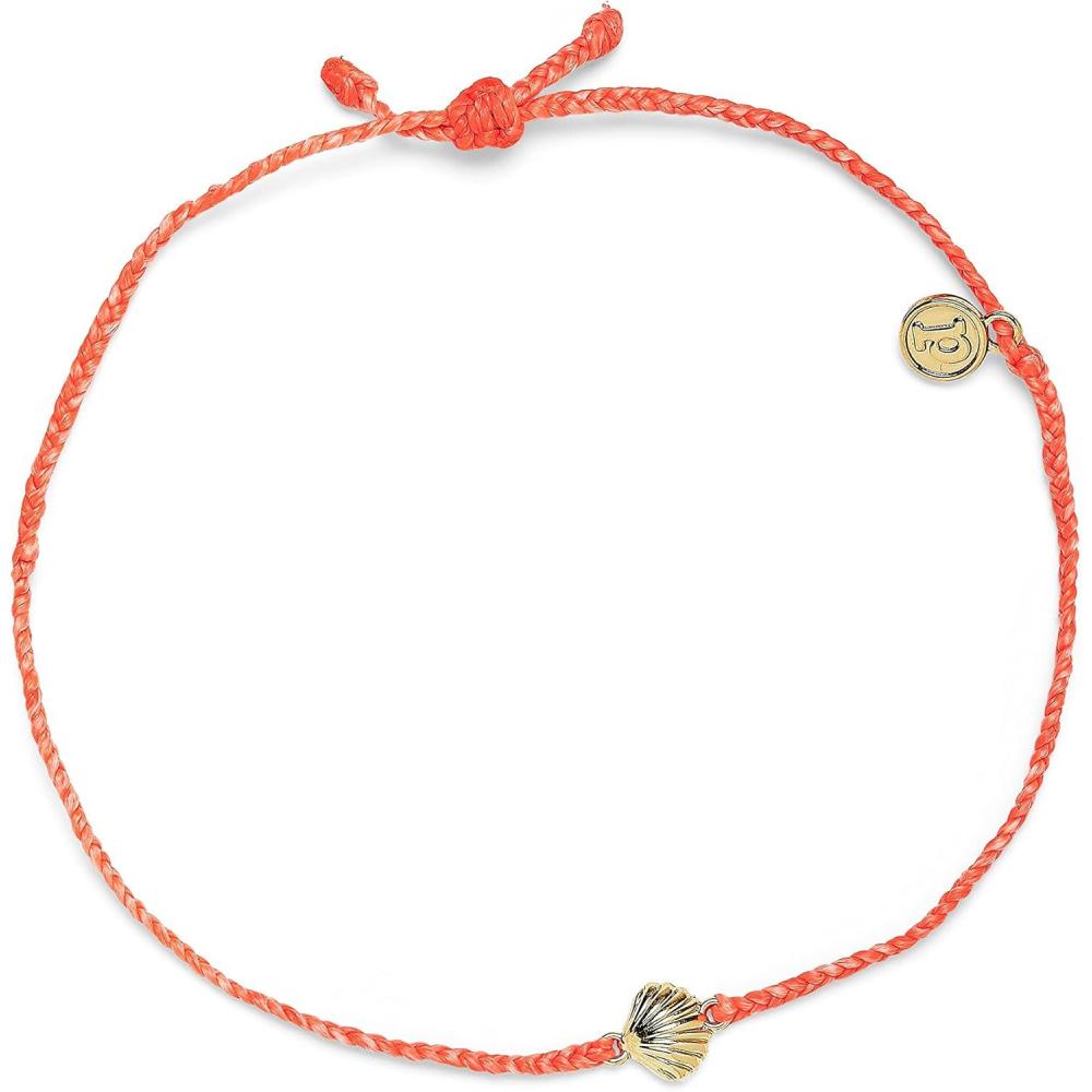 imagePura Vida Silver or GoldPlated Scallop Anklet  Adjustable Band WaxCoated  Brand CharmGold  Strawberry