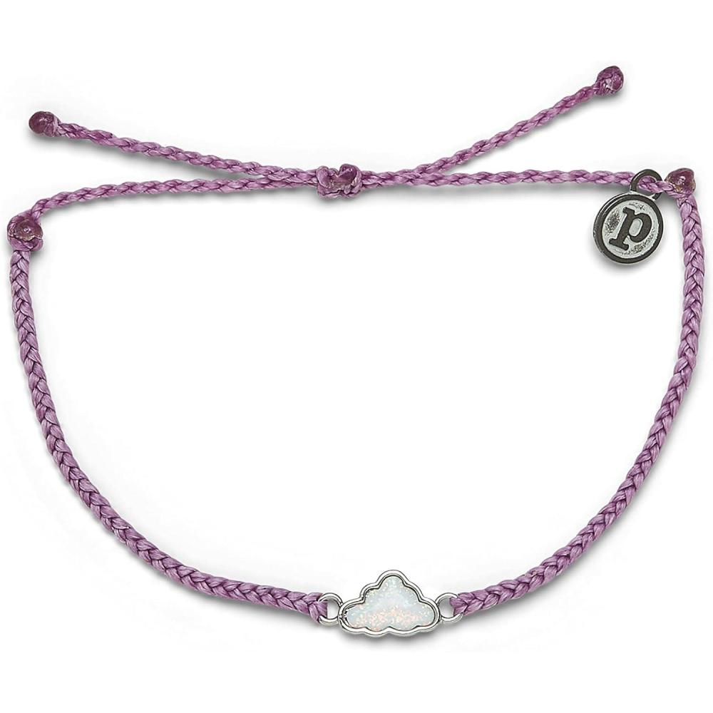 imagePura Vida Silver or Rose Gold Opal Cloud Bracelet wSynthetic Opalite  100 Waterproof Adjustable Band Brand CharmSilver  Lavender