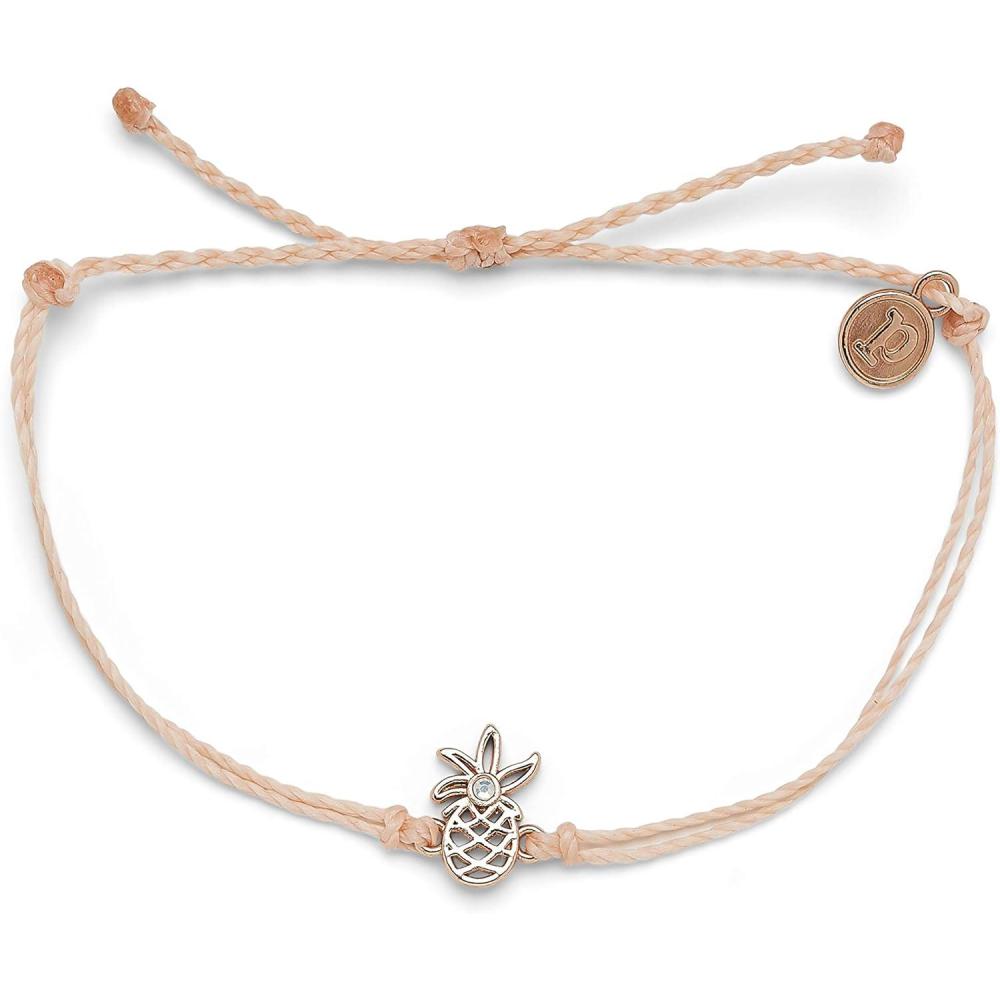 imagePura Vida Silver or Rose Gold Open Pineapple Bracelet  100 Waterproof Adjustable Band  Plated Brand CharmRose Gold  Blush