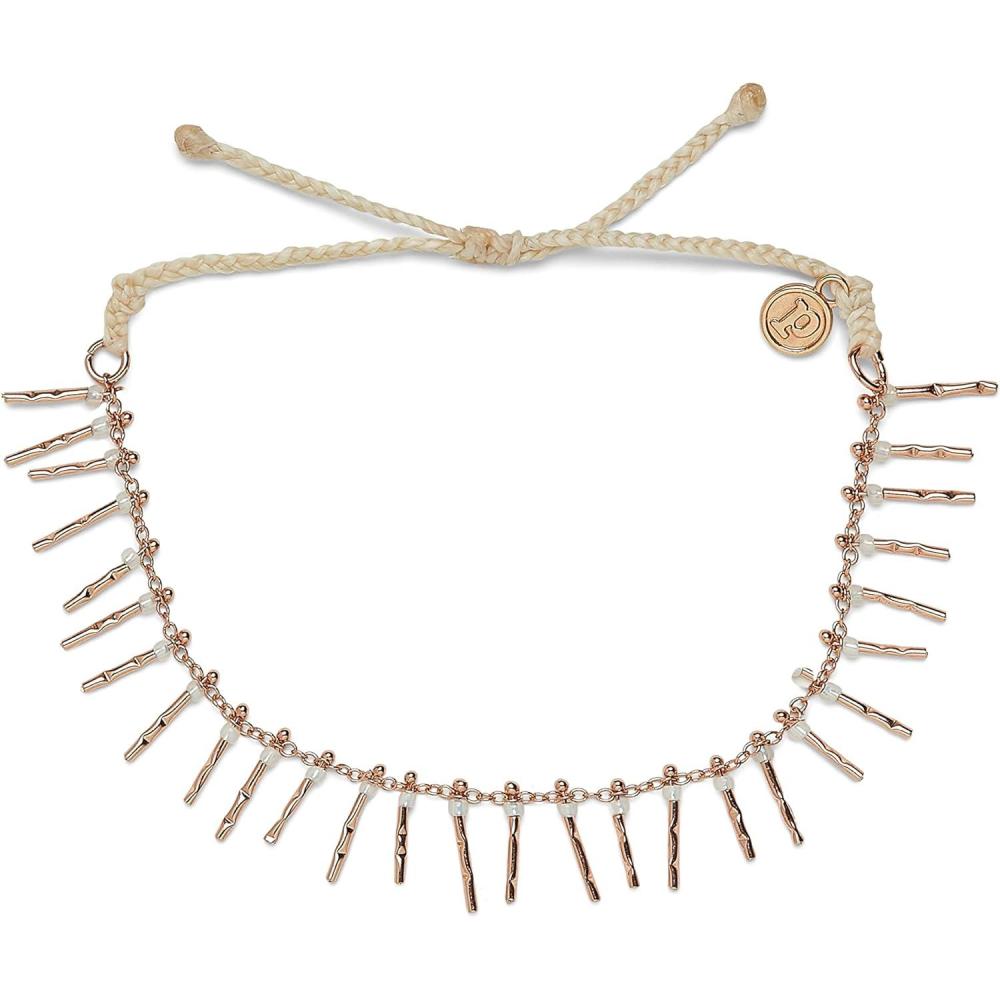 imagePura Vida Silver or Rose GoldPlated Fringe Bead Anklet wTurquoise or White Beads  Adjustable Band Brand CharmRose Gold  Vanilla