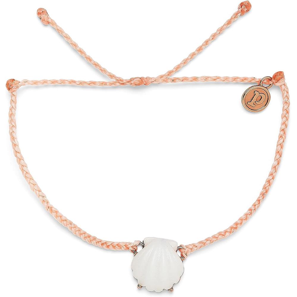 imagePura Vida Silver or Rose GoldPlated Grande Shell Bracelet  Adjustable Band Brand CharmRose Gold  Blush