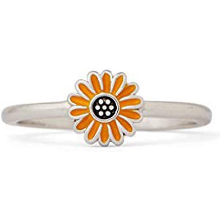 imagePura Vida SilverPlated Enamel Sunflower Ring  Brass Base Band Design  Sizes 59