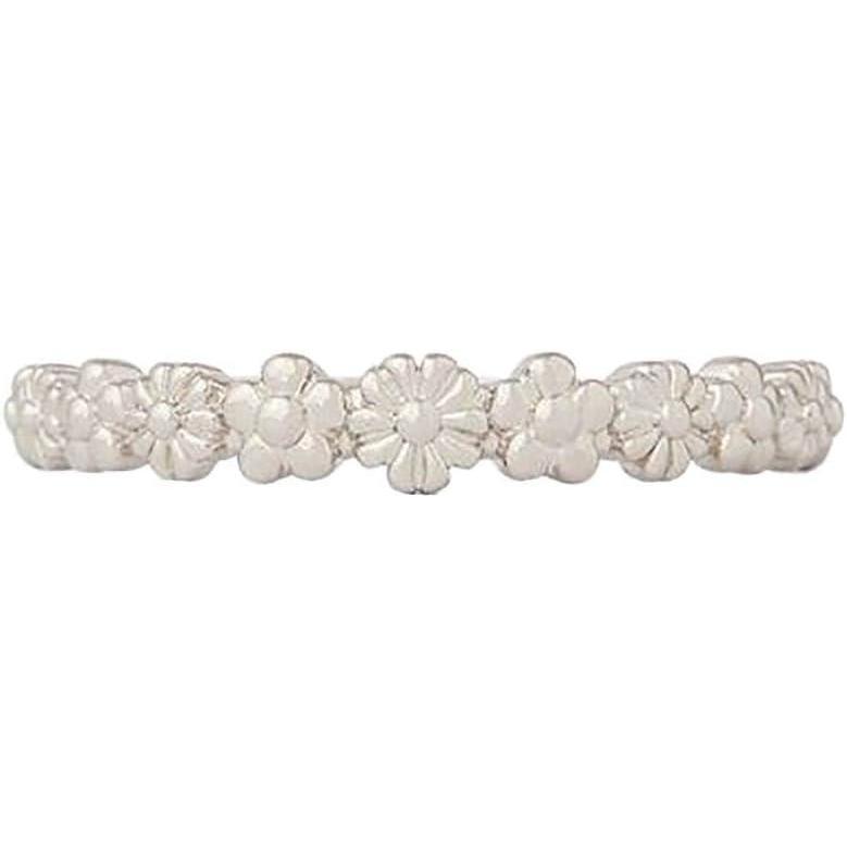 imagePura Vida SilverPlated Floral Stackable Ring  Sterling Silver Band Design  Sizes 59