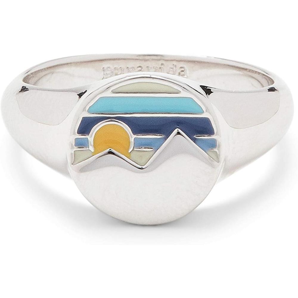 imagePura Vida SilverPlated Twin Peaks Enamel Signet Ring  Brass Band Sizes 59