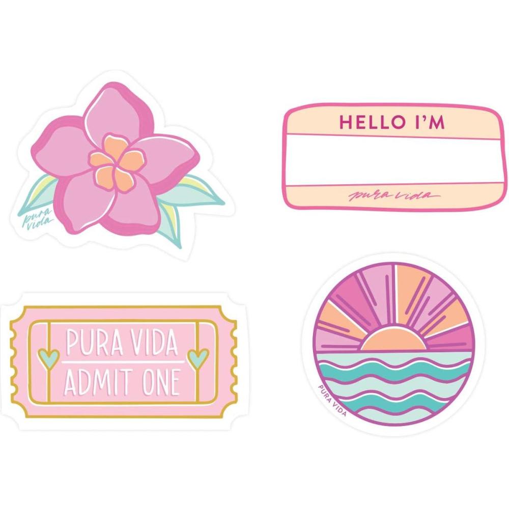 imagePura Vida Surfer Girl Sticker Pack Exclusive Colorful Design Adhesive Accessories 4 PiecesSweet Girl