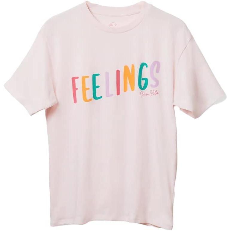 imagePura Vida Womens Color Feelings Crewneck Shirt  Short Sleeves Oversized Tee  Light PinkLight Pink