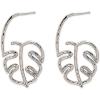 imagePura Vida SilverPlated Palm Leaf Hoop Earrings  Brass Base Sterling Silver Posts  1 Pair