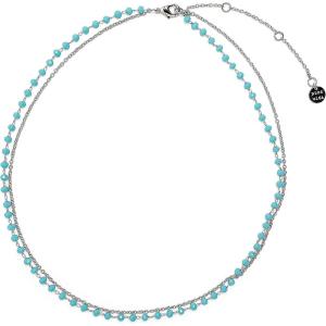 Pura Vida 14″ Silver Neon Chain Choker Necklace – Adjustable Length, Brass Base – Brand Charm, 3″ Extender
