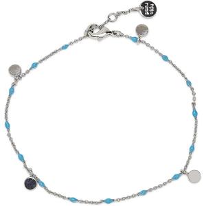 Pura Vida Anklet 9″ Silver Enamel Chain Beaded Anklet – Ankle Bracelets for Women with Dangling Charms – Silver Anklets for Women, Cute Anklets, Boho Jewelry for Women – 1″ Extender