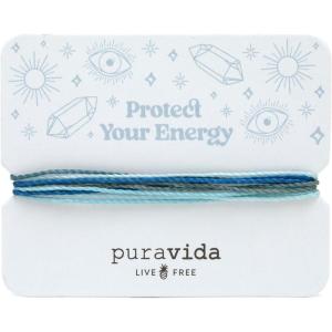 Pura Vida Bracelets Gift Protect Your Energy Card Friendship Bracelet Stack, Blue