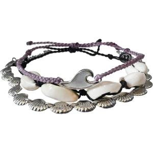 Pura Vida Bracelets Pack Dark Knotted Wave Chain Bracelet Stack – Set of 3 Stackable Bracelets for Women, Summer Accessories & Cute Bracelets – 1 Chain Bracelet & 2 String Bracelets