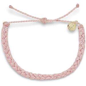 Pura Vida Braided Bracelet – 100% Waterproof, Adjustable Band – Brand Charm(Baby Pink)