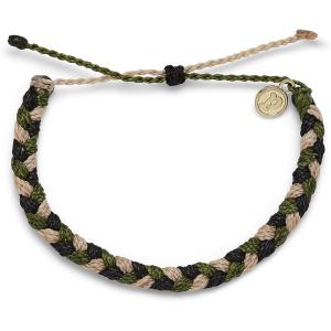 Pura Vida Braided Bracelet – 100% Waterproof, Adjustable Band – Brand Charm(Camo)