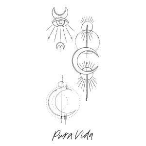 Pura Vida Cosmic Temporary Tattoo Set – Instructions Included – Pack of 3(Cosmic)