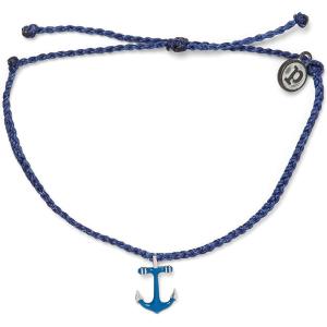 Pura Vida Gold or Silver Anchors Away Bracelet – Waterproof, Adjustable Band(Silver / Indigo)