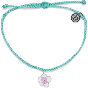 Pura Vida Gold or Silver Painted Plumeria Bracelet – Waterproof, Adjustable Band(Silver / Seafoam)