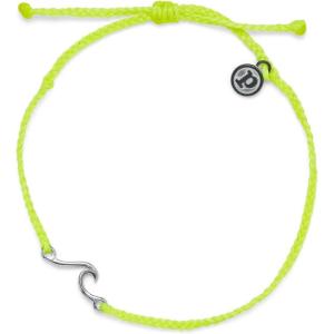 Pura Vida Gold or Silver or Rose Gold Shoreline Anklet w/Plated Charm – Adjustable Band, 100% Waterproof(Neon Yellow)