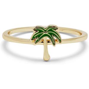 Pura Vida Gold-Plated Paradise Palms Ring – .925 Sterling Silver Band, Sizes 5-9