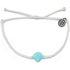 Pura Vida Iridescent White or Blue Shell Bracelet – 100% Waterproof, Adjustable Band, Brand Charm(White)