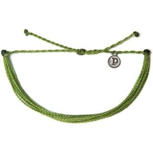Pura Vida Jewelry Bracelets Solid Bracelet – 100% Waterproof and Handmade w/Coated Charm, Adjustable Band(Solid Green)