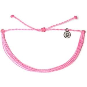 Pura Vida Jewelry Bracelets Solid Bracelet – 100% Waterproof and Handmade w/Coated Charm, Adjustable Band(Solid Pink)