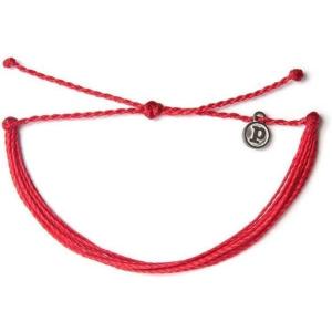 Pura Vida Jewelry Bracelets Solid Bracelet – 100% Waterproof and Handmade w/Coated Charm, Adjustable Band(Solid Red)