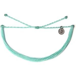 Pura Vida Jewelry Bracelets Solid Bracelet – 100% Waterproof and Handmade w/Coated Charm, Adjustable Band(Solid Seafoam)
