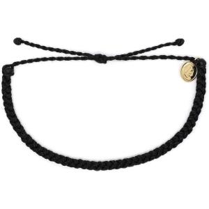 Pura Vida Mini Braided Bracelet – Plated Charm, Adjustable Band(Mini Braided Black)